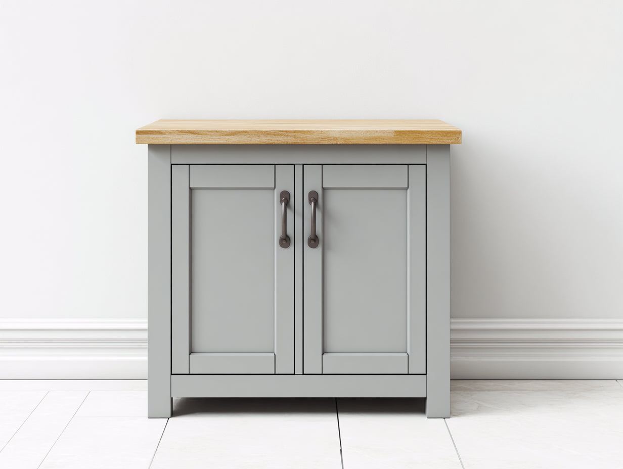 Buffet - panneaux de bois - 120 x 45 x 85 cm - gris-bois naturel - style campagne moderne