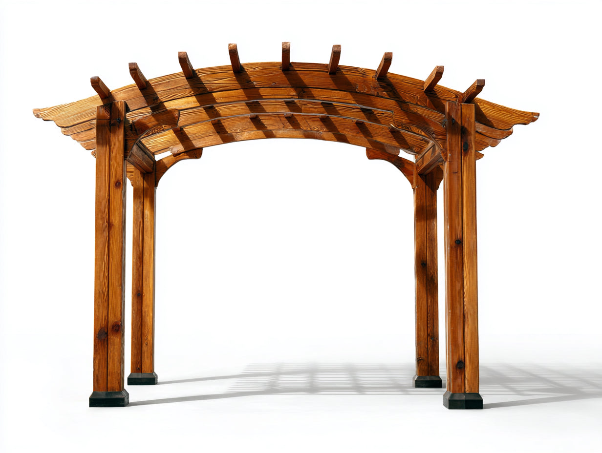 Tonnelle de jardin - Bois - 320 x 280 x 240 cm - Marron foncé - Style rustique à structure arquée
