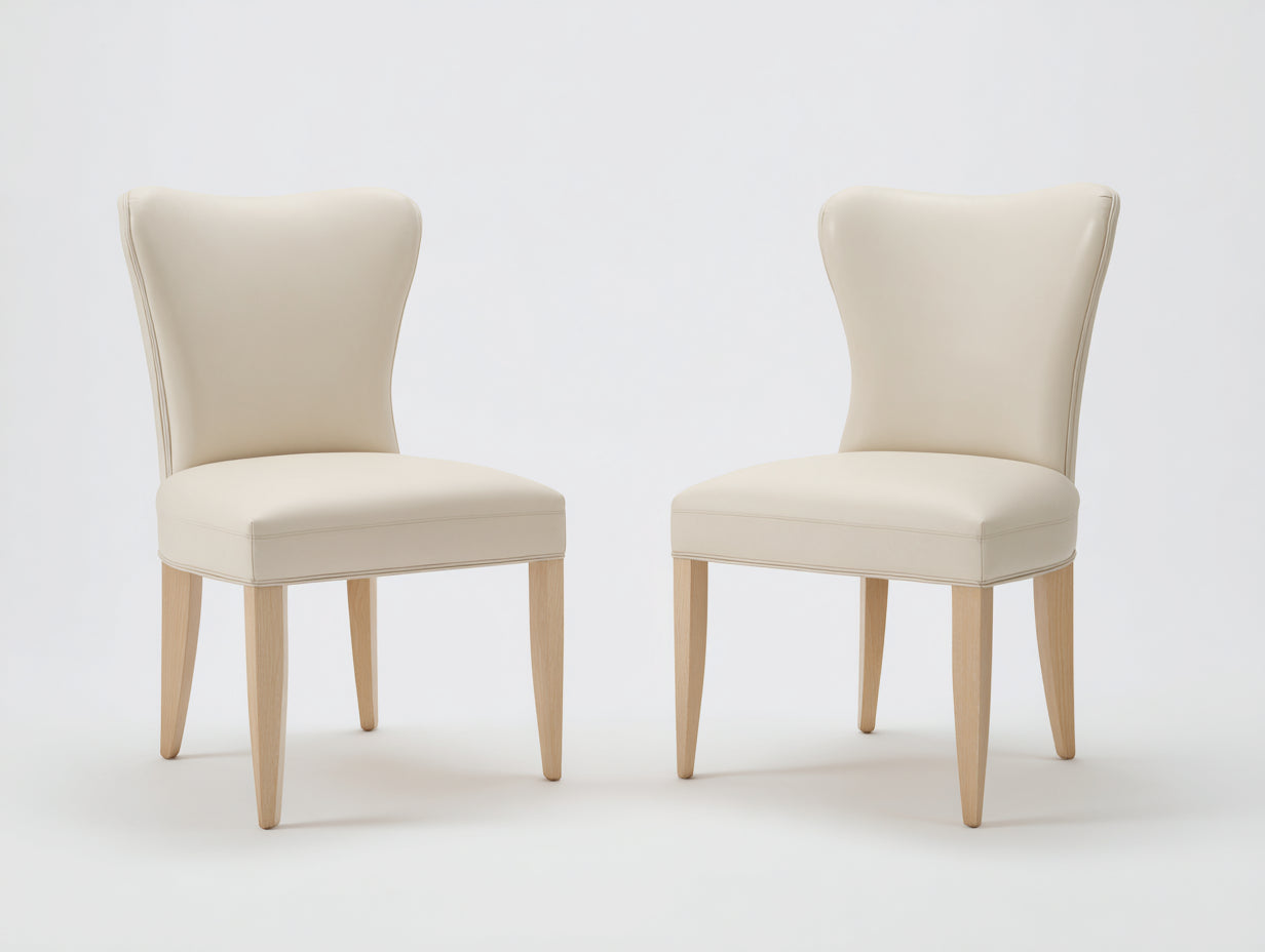 Chaise de salle à manger - Similicuir-bois - 52 x 58 x 86 cm - Blanc-Bois clair - Style moderne élégant