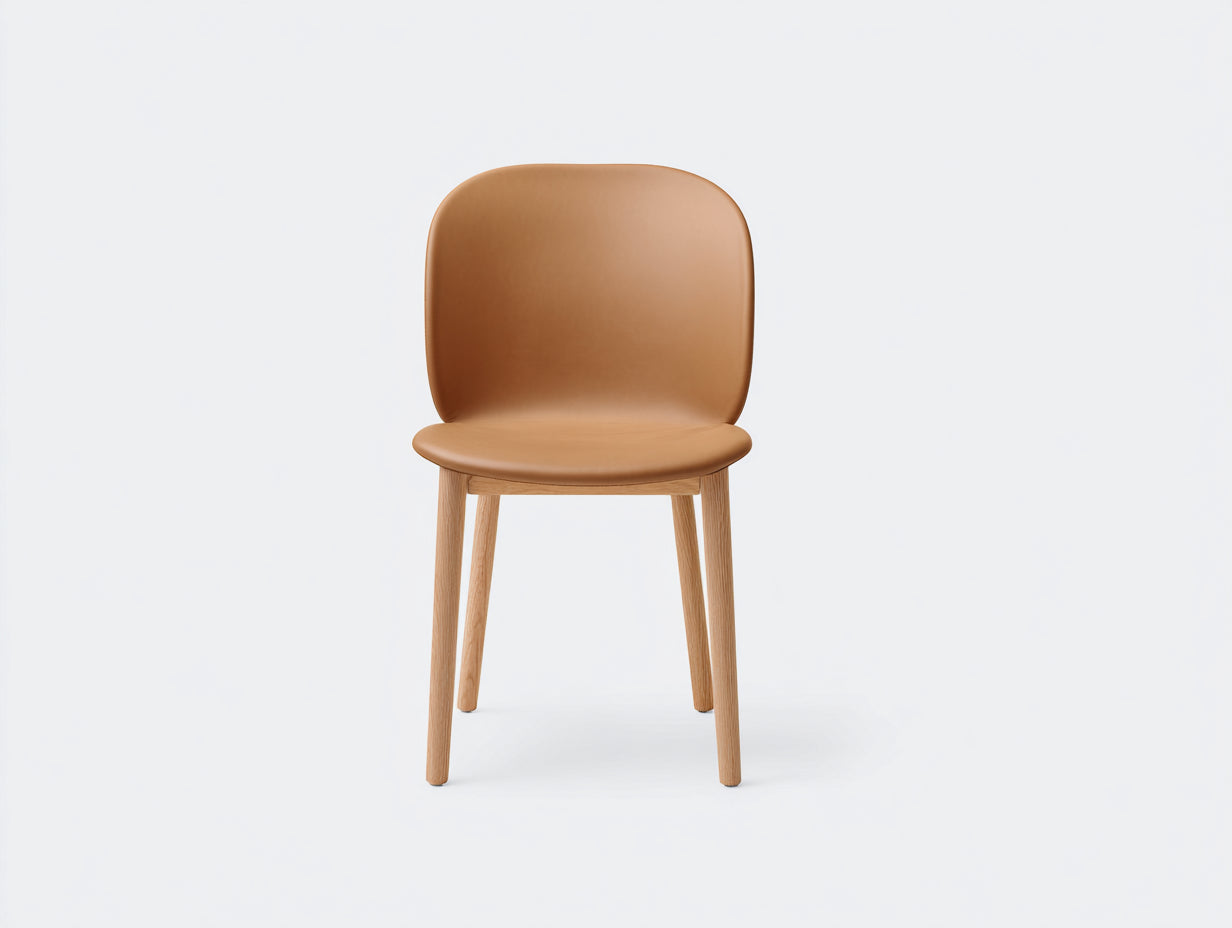 Chaise de salle à manger - Similicuir-bois - 55 x 57 x 82 cm - Marron clair-Bois clair - Style moderne minimaliste