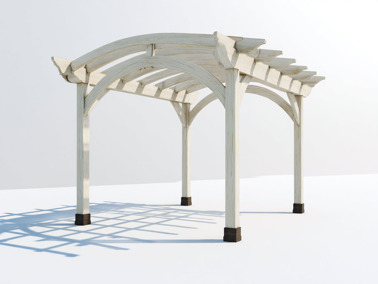 Tonnelle de jardin - Bois - 350 x 300 x 250 cm - Blanc - Style classique à structure arquée