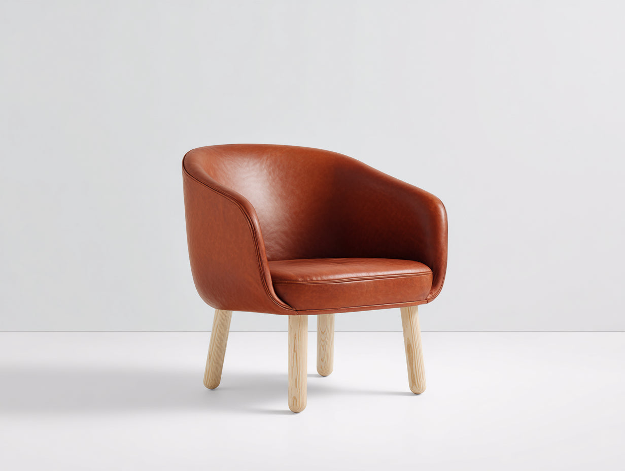 Chaise de salle à manger - Similicuir-bois - 66 x 62 x 78 cm - Marron-Bois clair - Style moderne arrondi