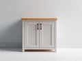 Buffet - panneaux de bois - 100 x 40 x 85 cm - blanc-bois naturel - style contemporain
