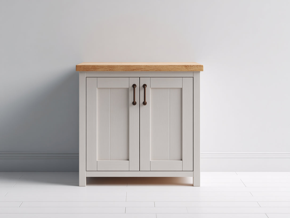 Buffet - panneaux de bois - 100 x 40 x 85 cm - blanc-bois naturel - style contemporain