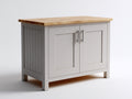 Buffet - panneaux de bois - 120 x 45 x 85 cm - blanc-bois naturel - style campagne moderne