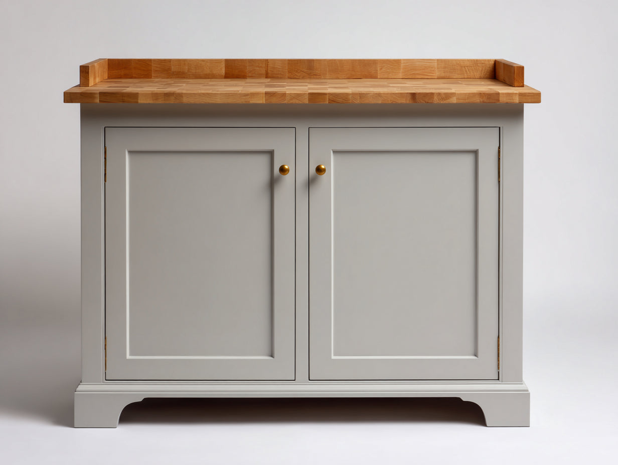Buffet - panneaux de bois - 140 x 45 x 85 cm - blanc-bois naturel - style campagne moderne