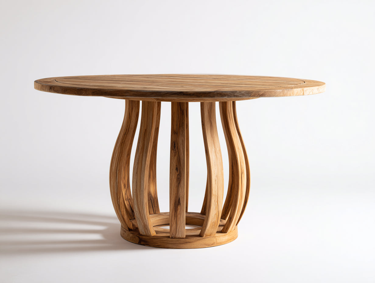 Table de jardin - Bois de teck - 140 x 140 x 75 cm - Bois naturel - Style naturel contemporain