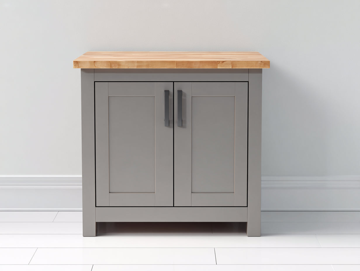 Buffet - panneaux de bois - 120 x 45 x 85 cm - gris-bois naturel - style campagne moderne