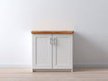 Buffet - panneaux de bois - 100 x 40 x 85 cm - blanc-bois naturel - style contemporain