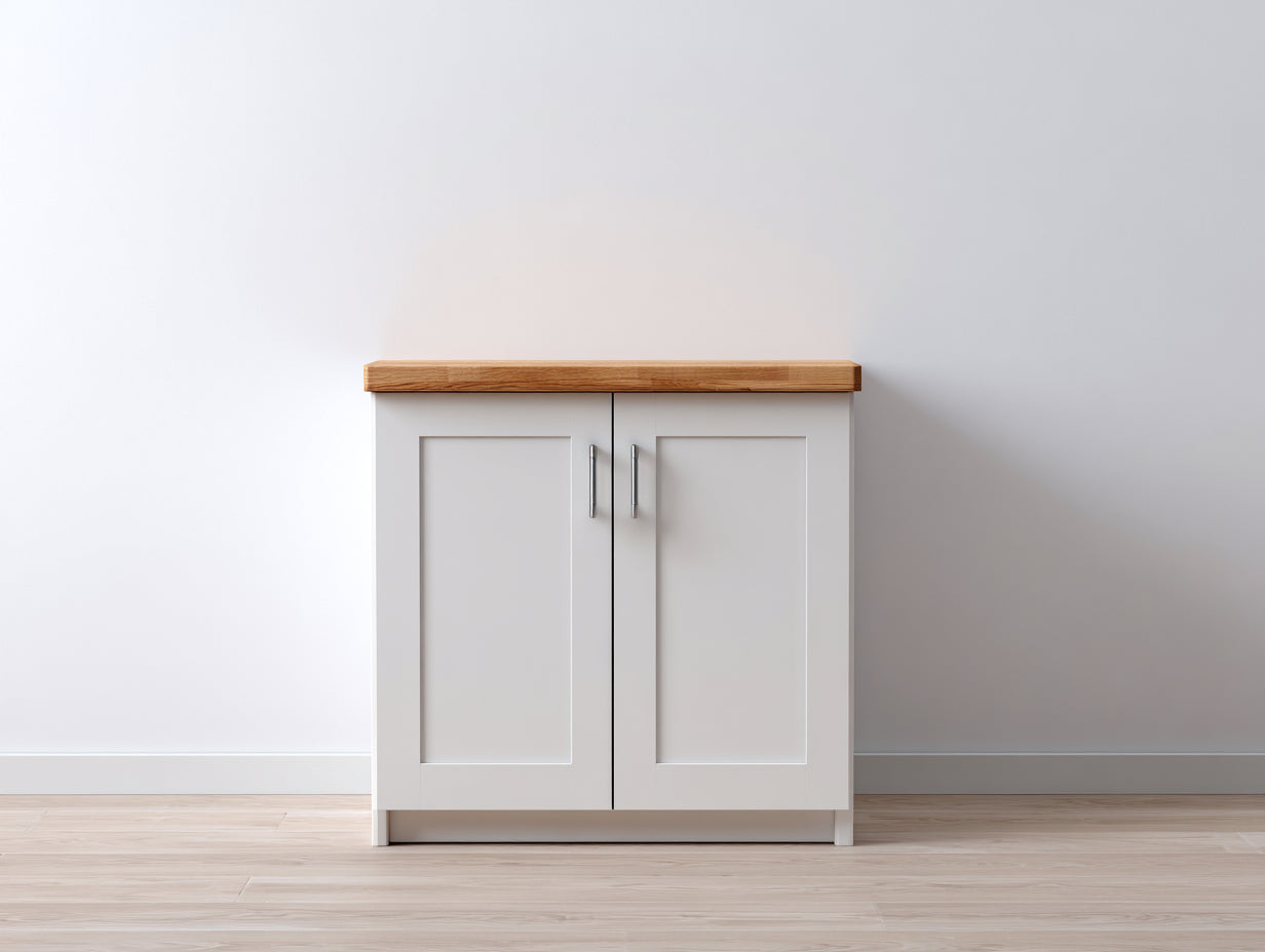 Buffet - panneaux de bois - 100 x 40 x 85 cm - blanc-bois naturel - style contemporain