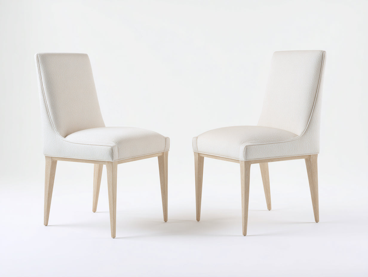 Chaise de salle à manger - Tissu-bois - 54 x 59 x 85 cm - Blanc-Bois clair - Style moderne minimaliste