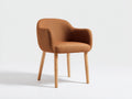 Chaise de salle à manger - Tissu-bois - 60 x 58 x 82 cm - Marron-Bois clair - Style moderne arrondi