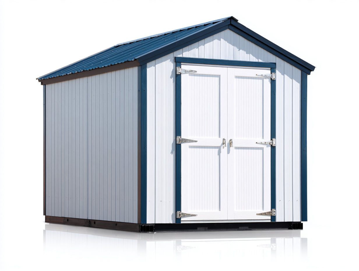 Abri de jardin - Acier galvanisé - 300 x 240 x 245 cm - Blanc-Bleu foncé - Style classique