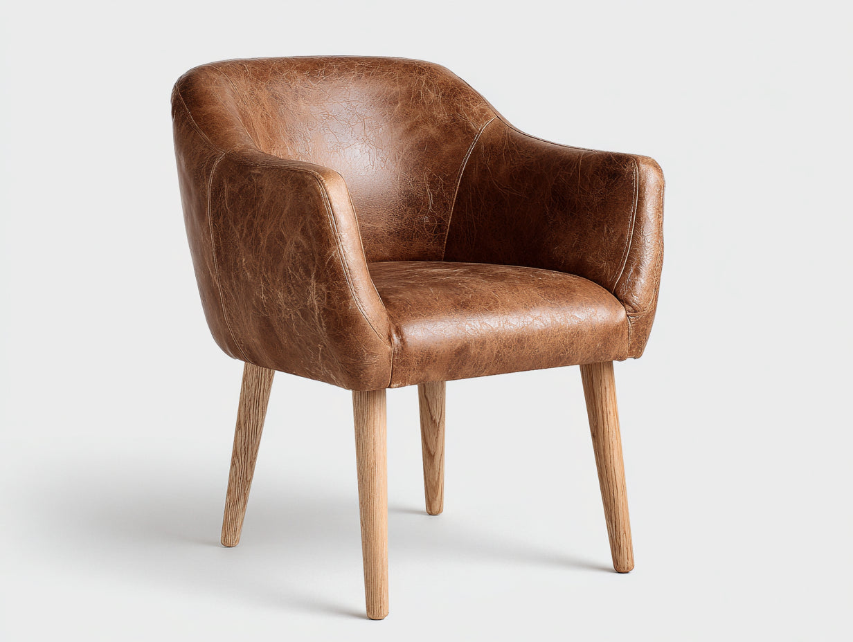 Chaise de salle à manger - Similicuir-bois - 62 x 60 x 83 cm - Marron-Bois clair - Style rétro enveloppant