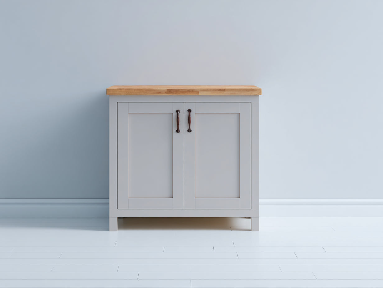 Buffet - panneaux de bois - 100 x 40 x 85 cm - blanc-bois naturel - style moderne