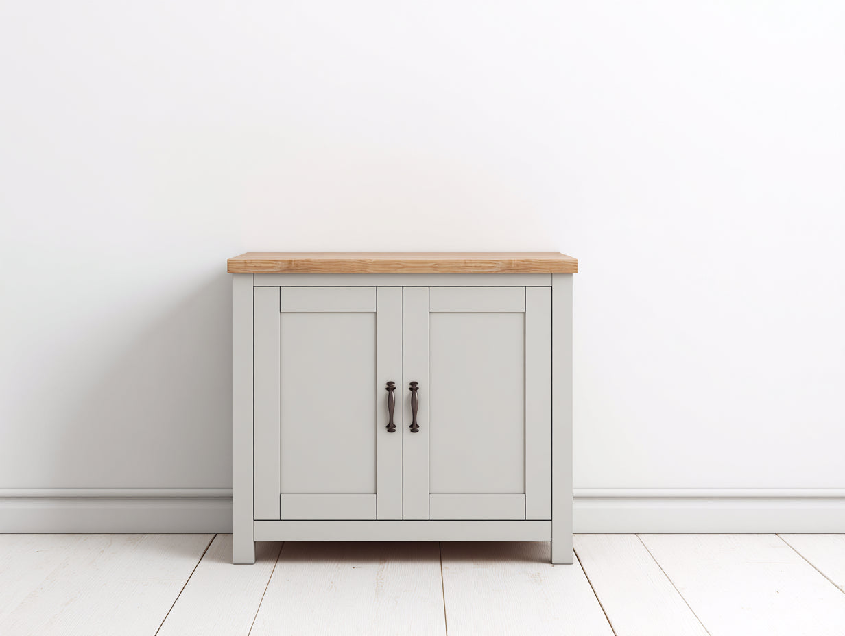 Buffet - panneaux de bois - 100 x 40 x 85 cm - blanc-bois naturel - style contemporain