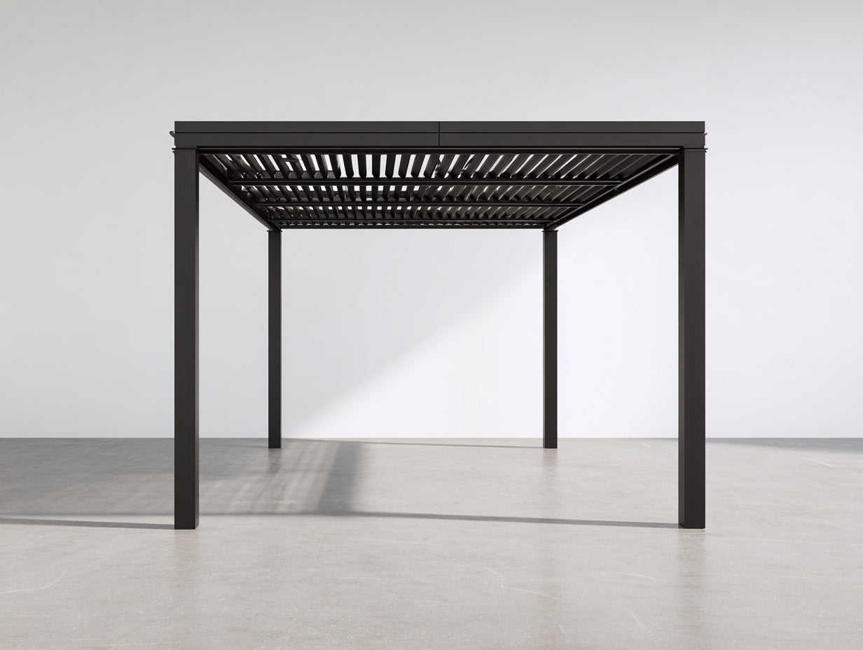 Tonnelle de jardin - Aluminium - 400 x 300 x 250 cm - Noir - Style moderne à lames ouvertes
